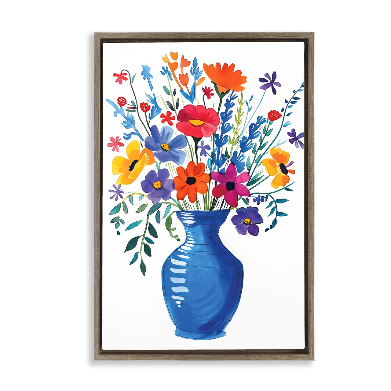 Stupell Industries Colorful Bouquet Blue Red Floating Frame, design by LSR Design Studio